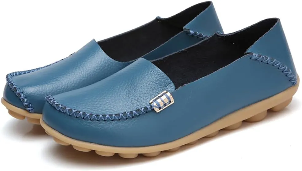 Womens Loafers Shoes Soft Leather Lightweight Classic Penny Slip-on Loafers Outdoor Indooor Walking Driving Moccasins Flats for Womens Nurse Casual Loafers Flats
