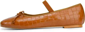 Women's Mesh Leopard Ballet Flats Round Toe Mary Jane Buckle Flat for Women