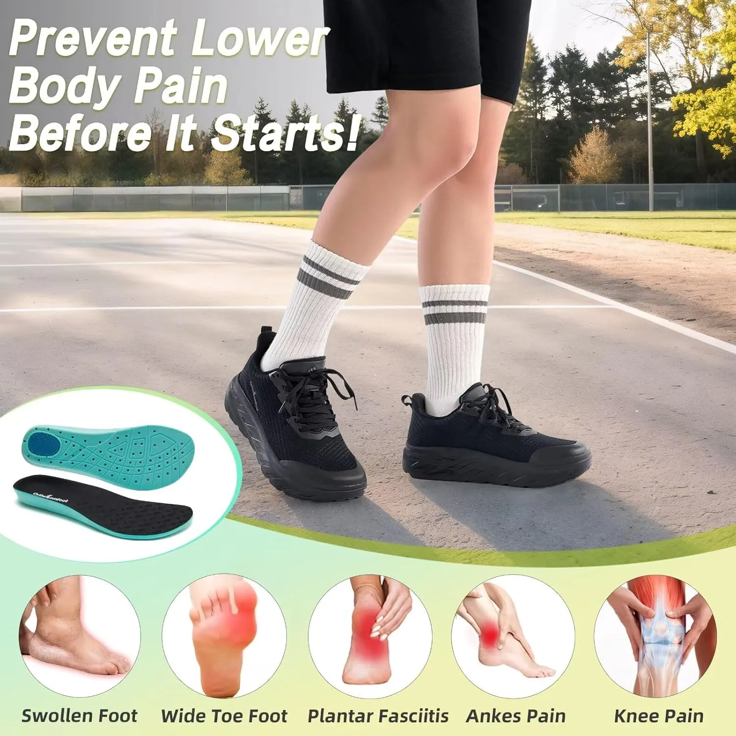 Women's Orthopedic Diabetic Wide Running Shoes: Comfortable Casual Arch Support Plantar Fasciitis Fashion Sneakers, High Arch Work Tennis Walking Shoes for Foot and Heel Pain Relief