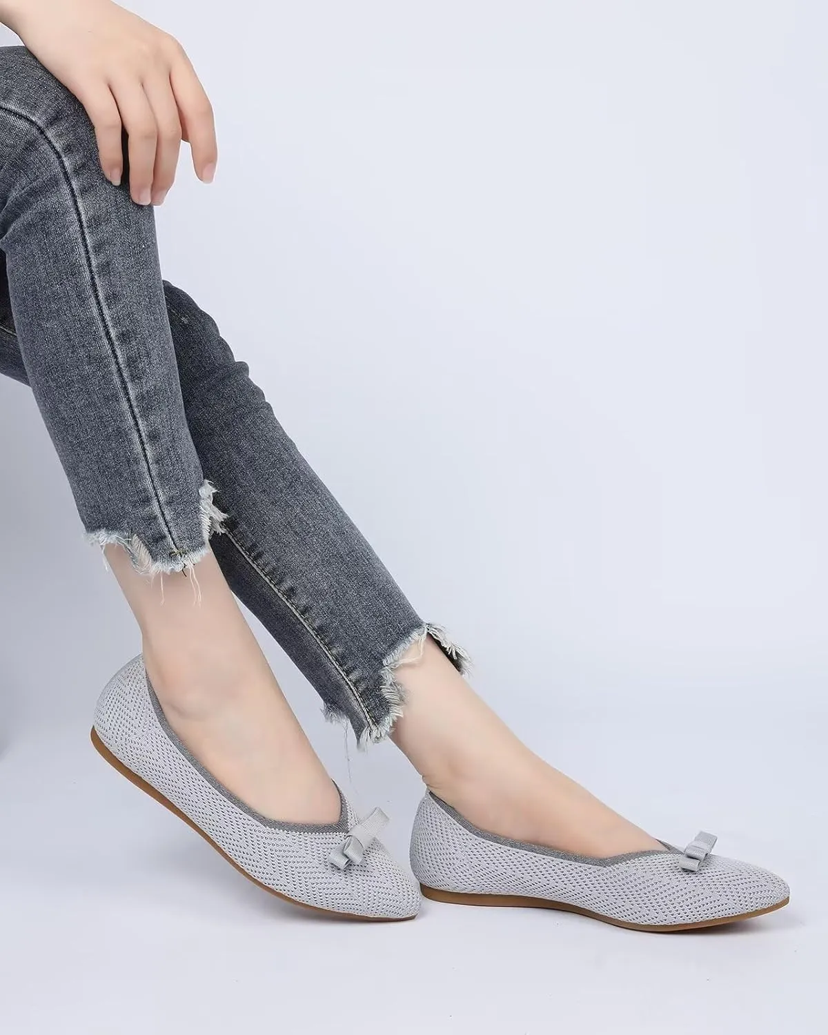 Women's Pointed Toe Flats Knit Dress Slip-on Ballet Flats Shoes Comfort Classic Work Business Office Shoes