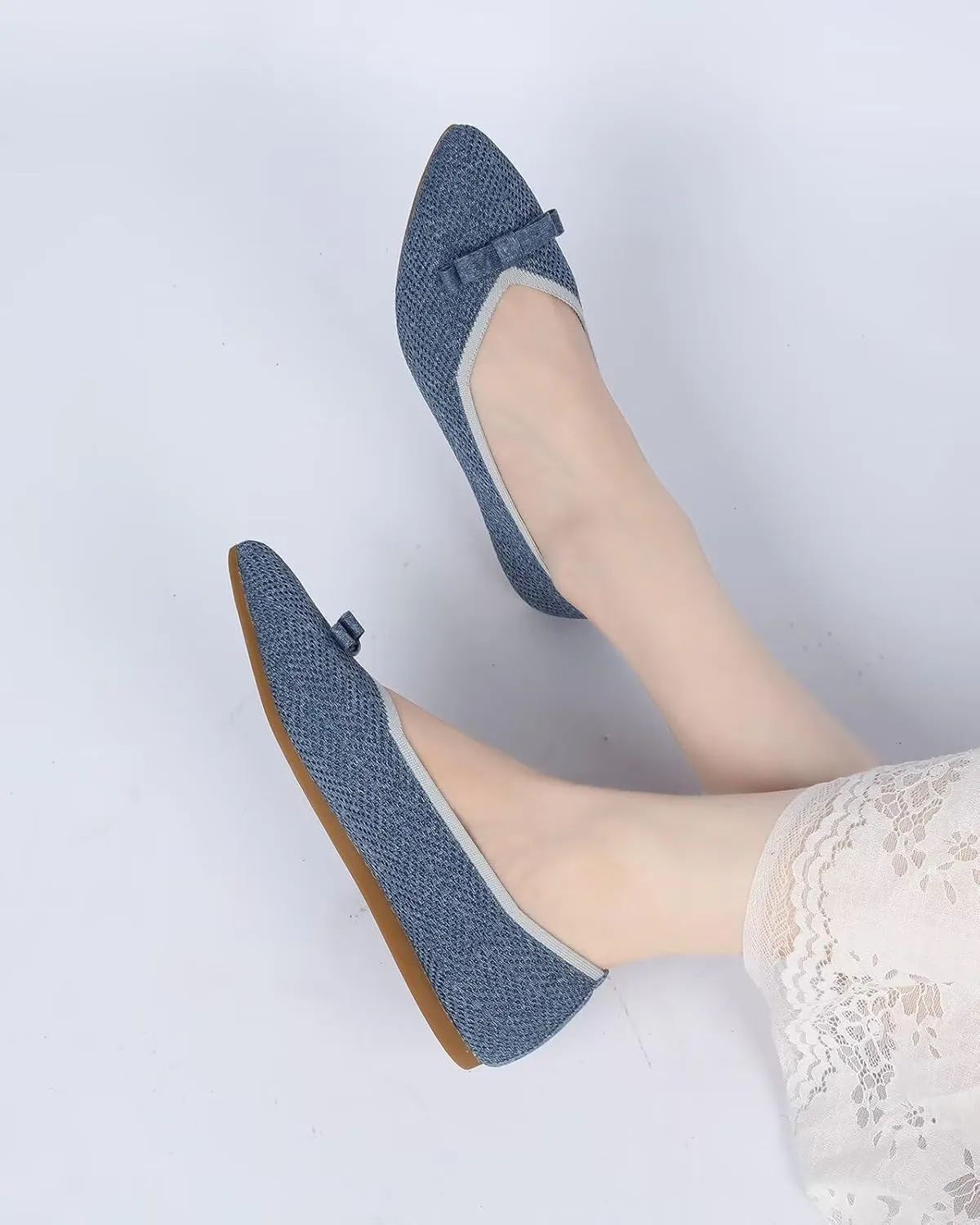 Women's Pointed Toe Flats Knit Dress Slip-on Ballet Flats Shoes Comfort Classic Work Business Office Shoes