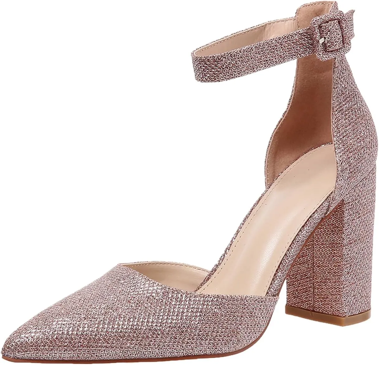 Women's Pointed Toe High Heels Pump Shoes Suede Closed Toe Ankle Strap Wedding Evening Party Dress Shoes