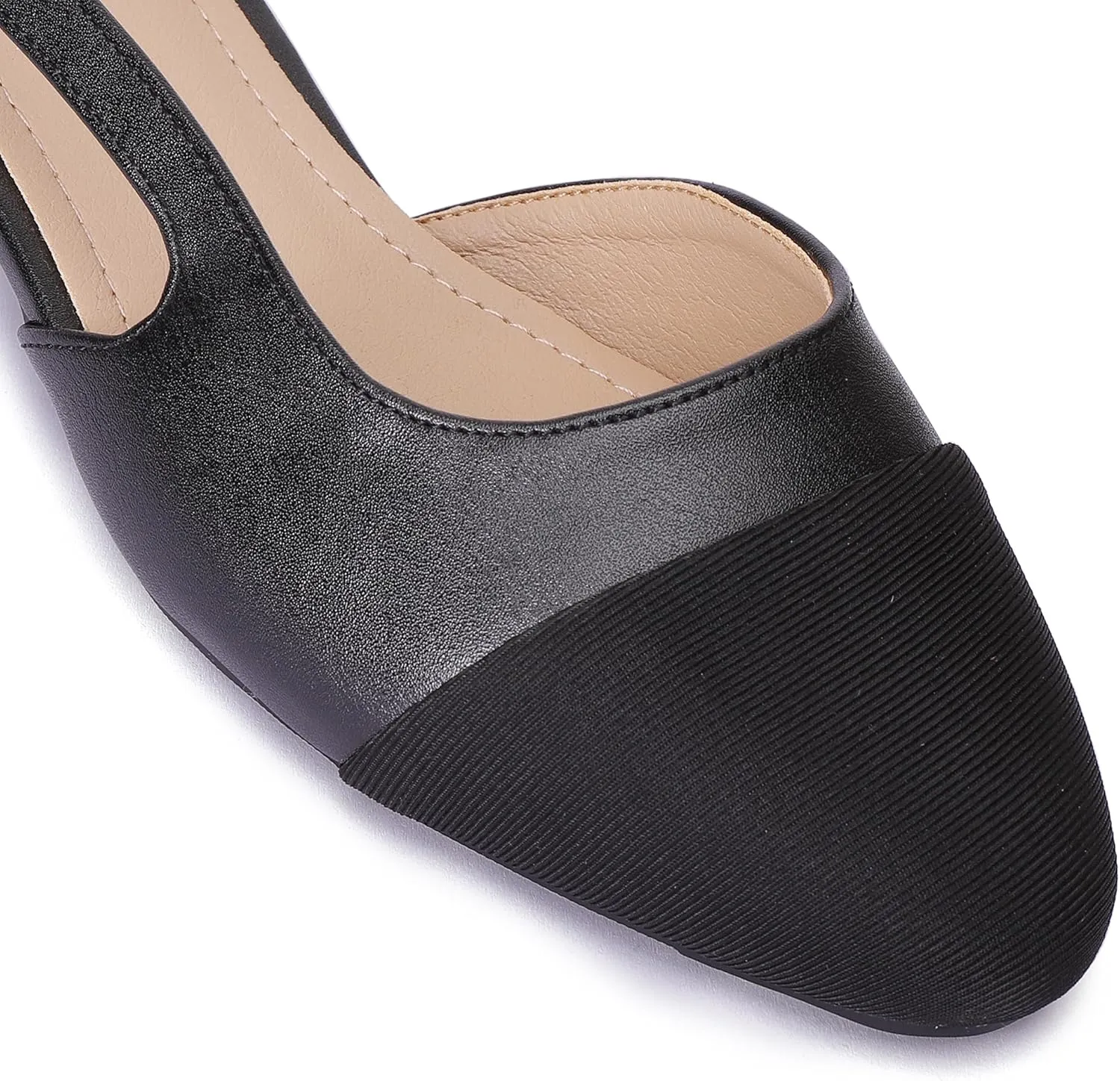 Women's Slingback Flats, Square Toe Flats for Women Dressy Casual Work Office Party, Fashion Splicing Dress Shoes for Women