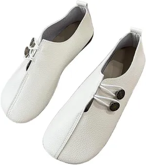 Women's Soft Soled Round Toe Flats, Solid Color Casual Shoes Decorated with Buckles