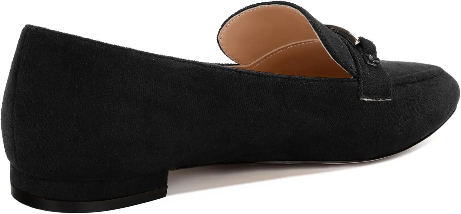 Womens Solid Slip On Pointed Toe Casual Flat Loafer, Metal Chain Loafers for Women Comfortable Fashion Work Flats Shoes