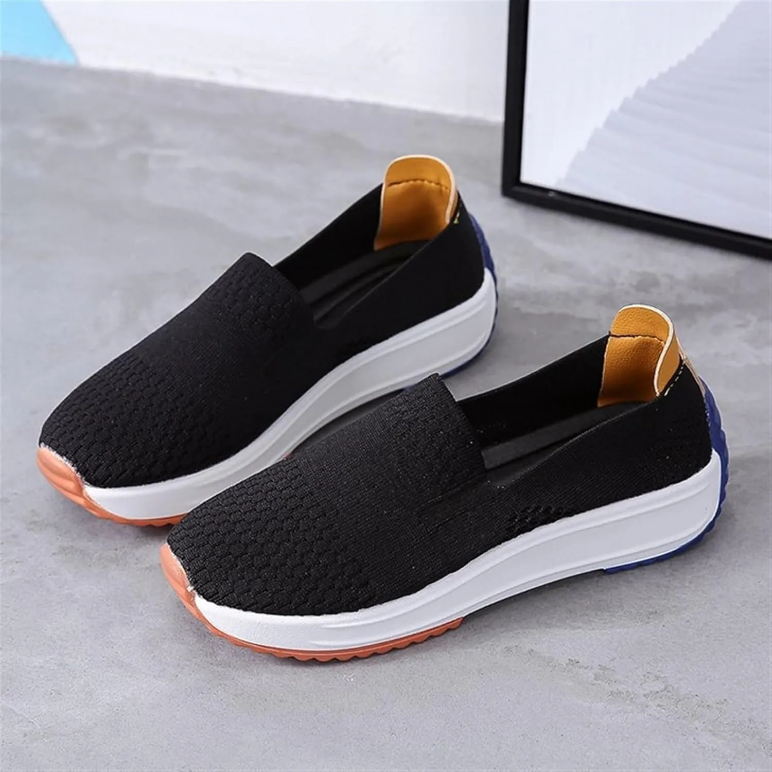 Women's Stretch Mesh Sneakers Casual Breathable Lightweight Loafers Slip-on Non Slip Walking Shoe Nurse Shoes