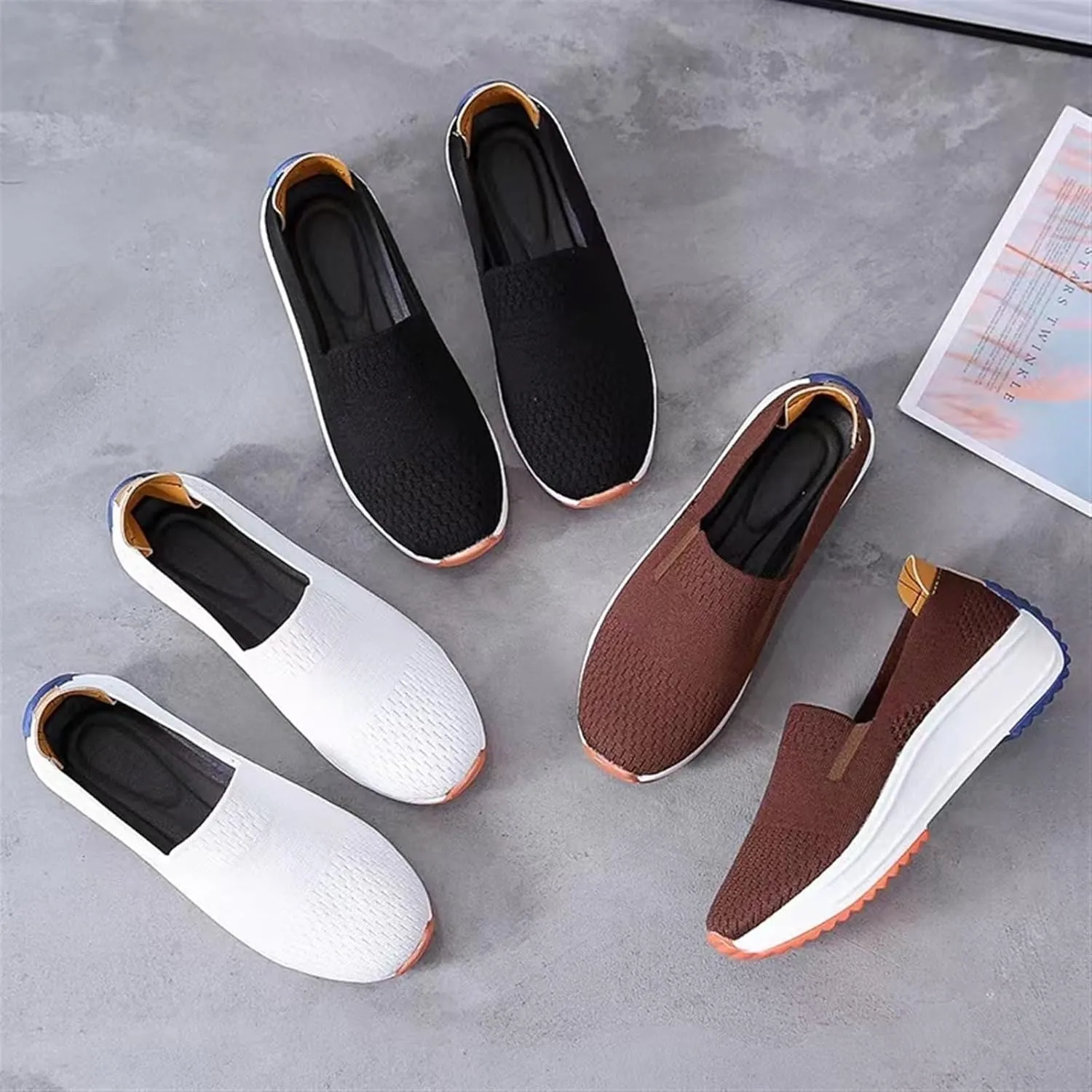 Women's Stretch Mesh Sneakers Casual Breathable Lightweight Loafers Slip-on Non Slip Walking Shoe Nurse Shoes