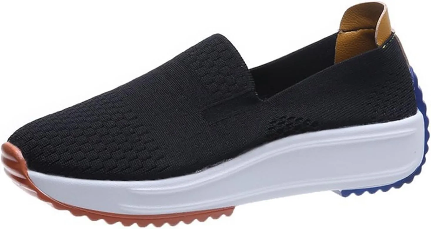Women's Stretch Mesh Sneakers Casual Breathable Lightweight Loafers Slip-on Non Slip Walking Shoe Nurse Shoes