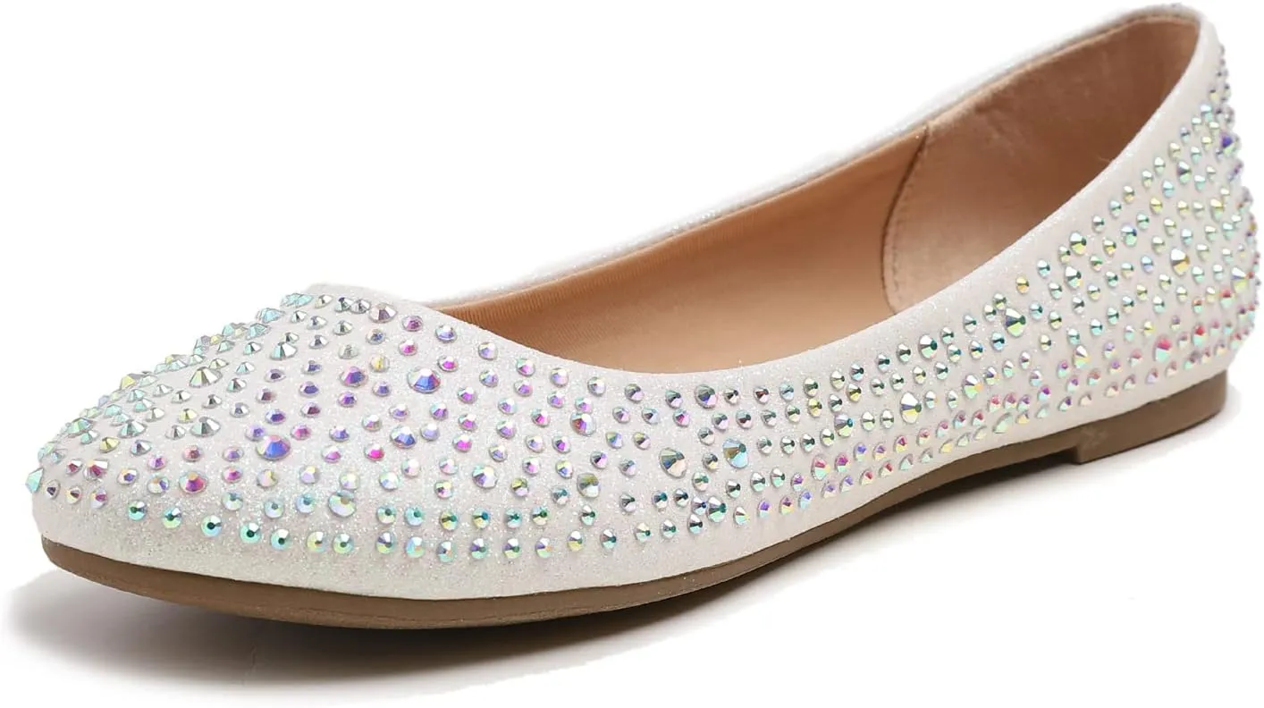 Women's Super Sparkle Bling Party Ballets Wedding Bridal Shiny Dress Flats Rhinestone