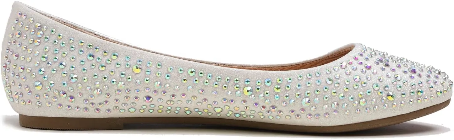 Women's Super Sparkle Bling Party Ballets Wedding Bridal Shiny Dress Flats Rhinestone