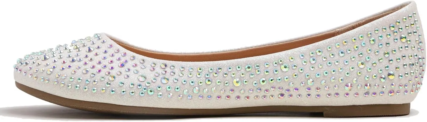 Women's Super Sparkle Bling Party Ballets Wedding Bridal Shiny Dress Flats Rhinestone