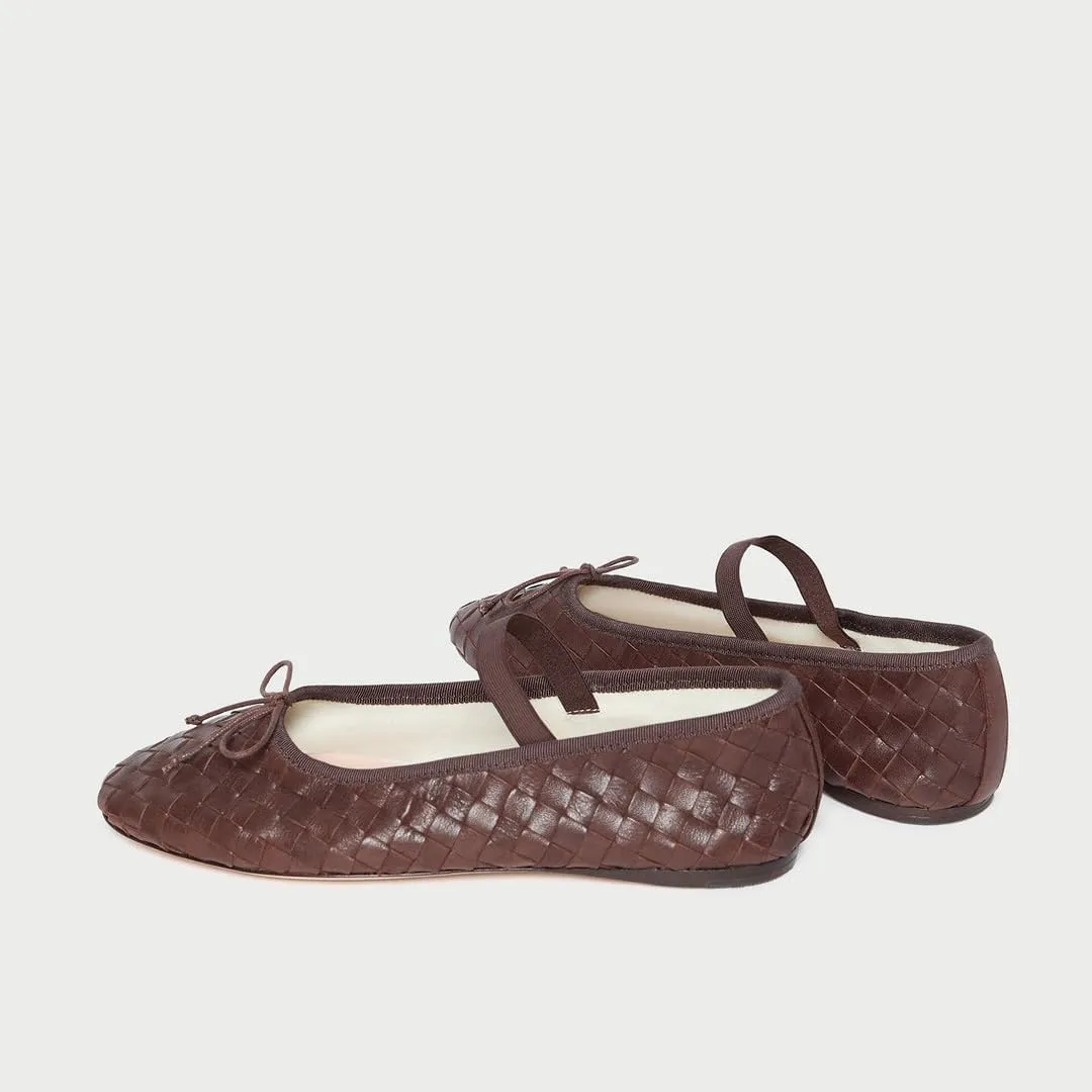 Womens Woven Ballet Flats with Bow Round Toe Slip on Mary Jane Flats Ladies Fashion Elastic Strap Ballerina Shoes