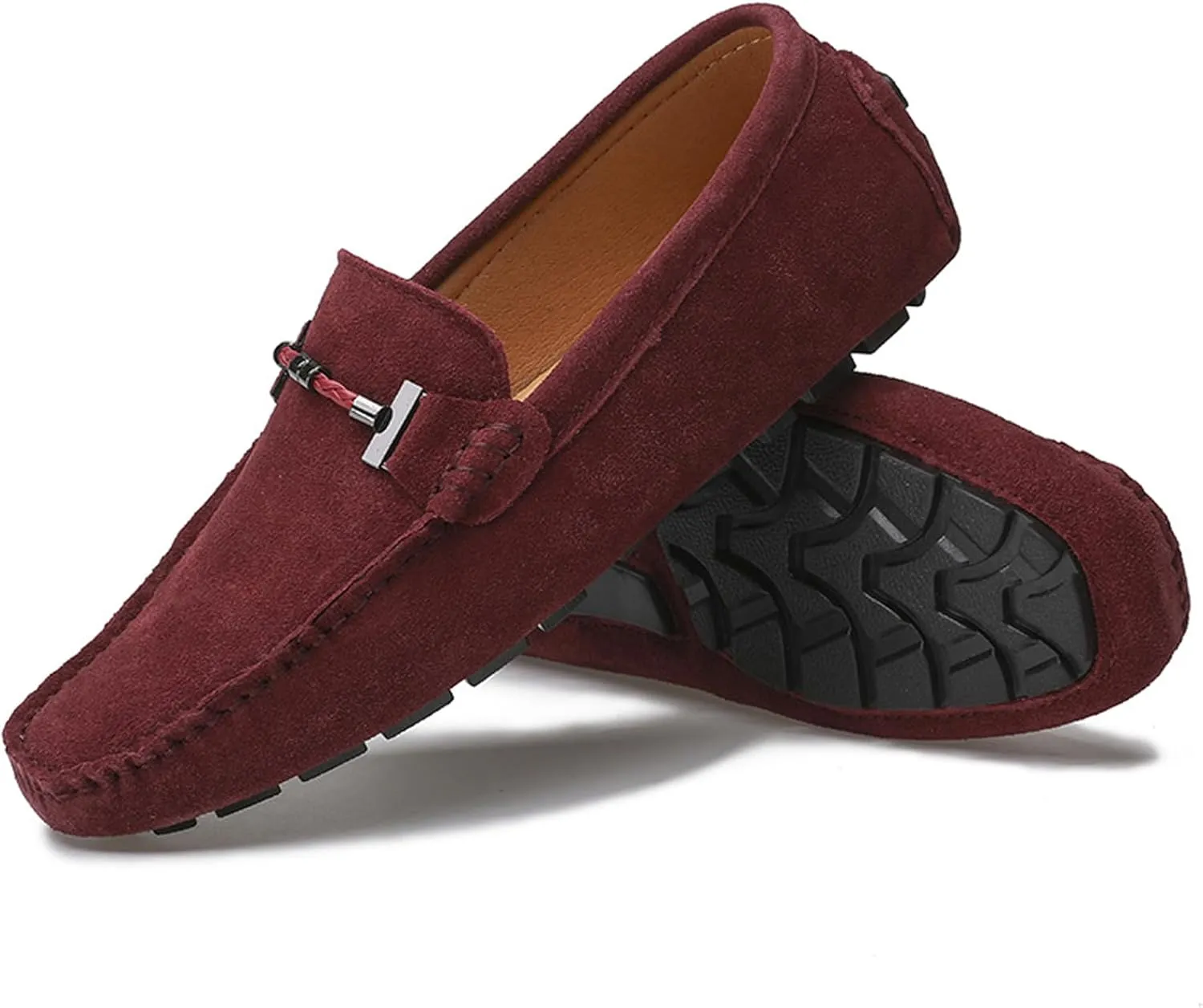 WUIWUIYU Men's Penny Loafers Moccasin Driving Shoes Slip On Flats Boat Shoes