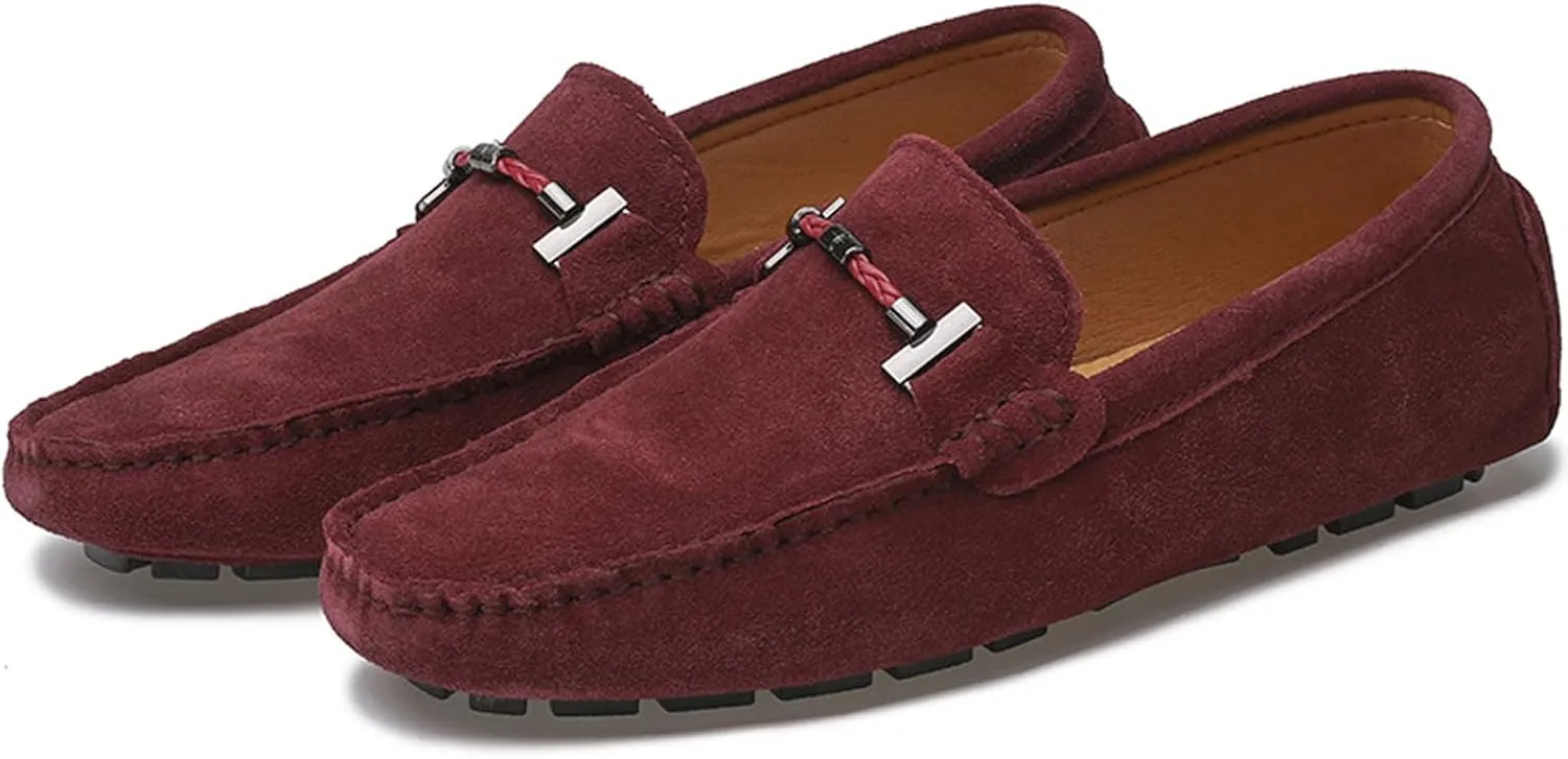 WUIWUIYU Men's Penny Loafers Moccasin Driving Shoes Slip On Flats Boat Shoes