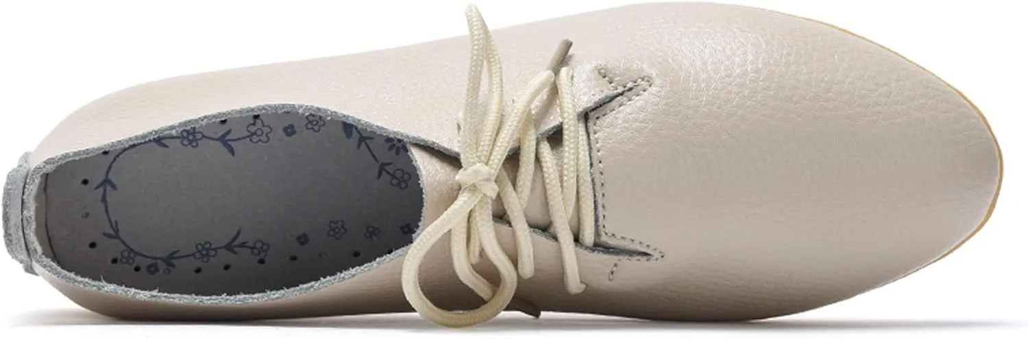 WUIWUIYU Womens Girls Lace Up Pointed Toe Oxfords Shoes Casual Dress Walking Driving Flats
