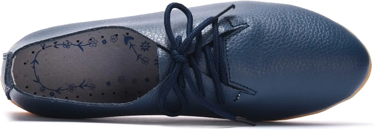 WUIWUIYU Womens Girls Lace Up Pointed Toe Oxfords Shoes Casual Dress Walking Driving Flats