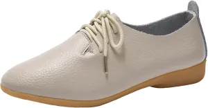 WUIWUIYU Womens Girls Lace Up Pointed Toe Oxfords Shoes Casual Dress Walking Driving Flats