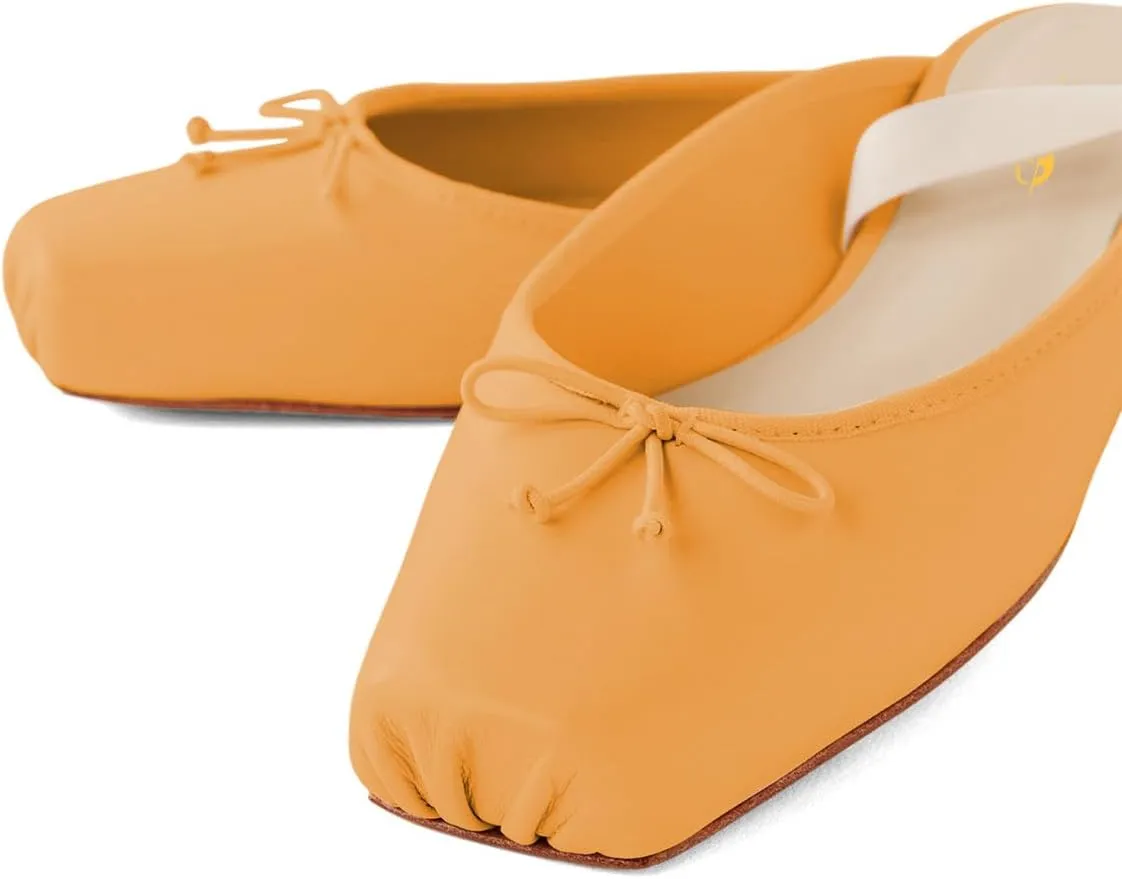 XYD Women Lace Up Ballet Flat Bowknot Closed Square Toe Ankle Wrap Sandals Spring Summer Dress Daily Shoes
