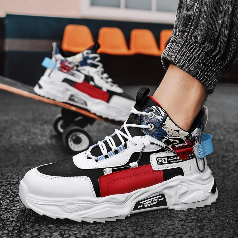 YAXE Men’s High Top Chunky Sneakers Running Sports Shoes