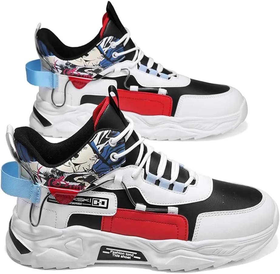 YAXE Men’s High Top Chunky Sneakers Running Sports Shoes