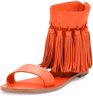 YDN Women Fashion Fringes Flats Tassels Open Toe Sandals Low-Heel Back Zipper Shoes