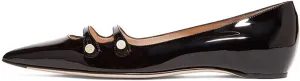 YDN Women Flats Hidden Low Heels Pumps Pointed Toe Slip on Comfort Straps Shoes