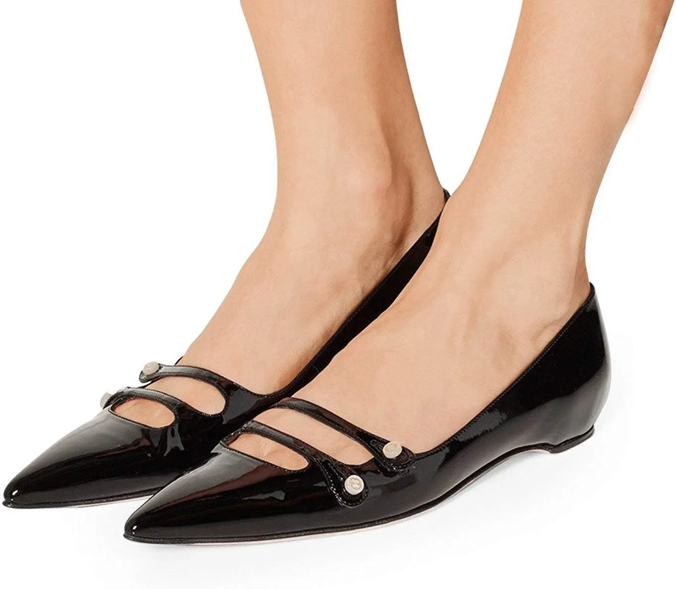 YDN Women Flats Hidden Low Heels Pumps Pointed Toe Slip on Comfort Straps Shoes