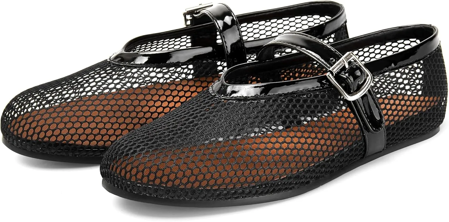 Yishaweiqi Crystal Rhinestone Flats for Women Buckle Strap Mary Jane Flats Glitter Studded Ballet Flats Comfortable Round Toe Casual Ballerina Dress Shoes