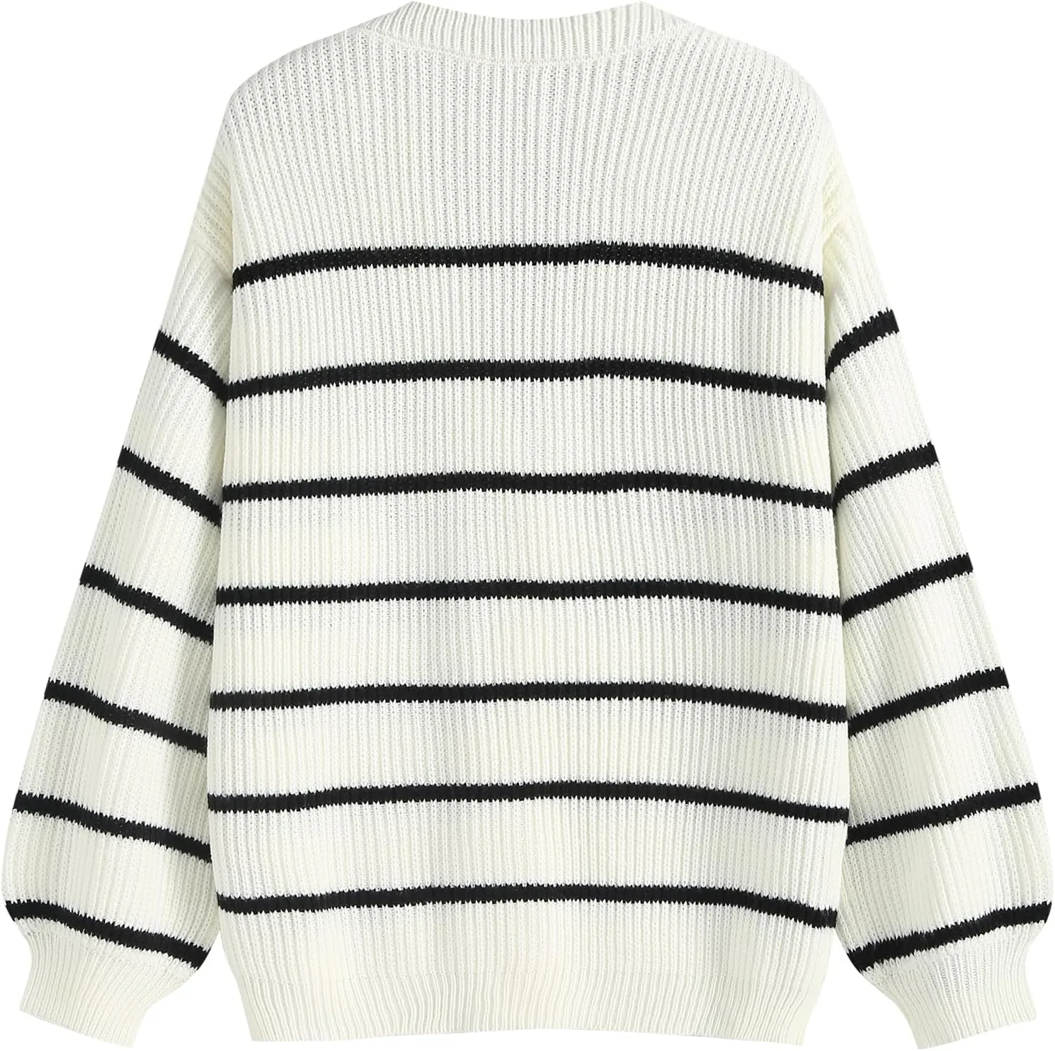 ZAFUL Women's Striped Cardigan Long Sleeve Button Up Open Front Knit Oversized Sweater