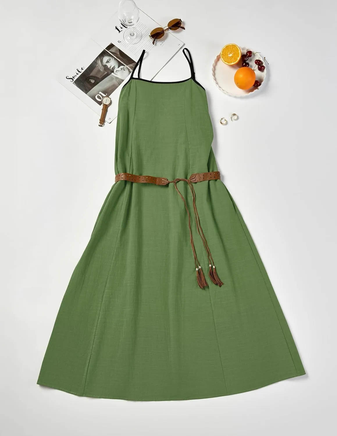 ZESICA Women's 2025 Summer Boho Sleeveless Maxi Dress Spaghetti Straps Casual Flowy A Line Beach Party Long Dresses