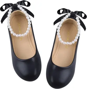 ZGDG Girls Flat Dress Shoes Ballet Shoes,Glitter Mary Jane Flats Wedding Party Ballerinas with Elastic Strap for Little/Big Kid